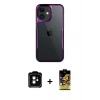 MARSİLYAN™- iPhone 11 Kılıf Akış Çizgi Koleksiyonu - Siyah Buffer Cam Ekran Koruyucu + PVD Metal Kamera Lens - TU