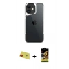 MARSİLYAN™- iPhone 11 Kılıf Akış Çizgi Koleksiyonu - Siyah Buffer Cam Ekran Koruyucu + Rainbow Kamera Lens Koruma Cam - KI