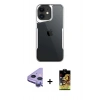 MARSİLYAN™- iPhone 11 Kılıf Akış Çizgi Koleksiyonu - Siyah Buffer Cam Ekran Koruyucu + Raze Metal Kamera Lens - MR