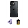 MARSİLYAN™- iPhone 11 Kılıf Akış Çizgi Koleksiyonu - Siyah Buffer Cam Ekran Koruyucu + Raze Metal Kamera Lens - MR