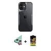 MARSİLYAN™- iPhone 11 Kılıf Akış Çizgi Koleksiyonu - Siyah Buffer Cam Ekran Koruyucu + Raze Metal Kamera Lens - KI