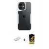 MARSİLYAN™- iPhone 11 Kılıf Akış Çizgi Koleksiyonu - Siyah Buffer Cam Ekran Koruyucu + Renkli Kamera Lens Koruma Cam - SI
