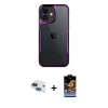 MARSİLYAN™- iPhone 11 Kılıf Akış Çizgi Koleksiyonu - Siyah Buffer Hayalet Cam Ekran Koruyucu + Pers Alüminyum Kamera Lens - LT