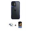 MARSİLYAN™- iPhone 11 Kılıf Akış Çizgi Koleksiyonu - Siyah Buffer Hayalet Cam Ekran Koruyucu + Pers Alüminyum Kamera Lens - LT