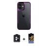 MARSİLYAN™- iPhone 11 Kılıf Akış Çizgi Koleksiyonu - Siyah Buffer Hayalet Cam Ekran Koruyucu + PVD Metal Kamera Lens - MI