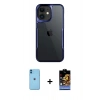 MARSİLYAN™- iPhone 11 Kılıf Akış Çizgi Koleksiyonu - Siyah Buffer Hayalet Cam Ekran Koruyucu + Neon Fosforlu Kamera Lens - MI
