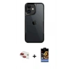 MARSİLYAN™- iPhone 11 Kılıf Akış Çizgi Koleksiyonu - Siyah Buffer Hayalet Cam Ekran Koruyucu + Pers Alüminyum Kamera Lens - KI