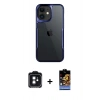 MARSİLYAN™- iPhone 11 Kılıf Akış Çizgi Koleksiyonu - Siyah Buffer Hayalet Cam Ekran Koruyucu + PVD Metal Kamera Lens - SH