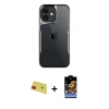 MARSİLYAN™- iPhone 11 Kılıf Akış Çizgi Koleksiyonu - Siyah Buffer Hayalet Cam Ekran Koruyucu + Rainbow Kamera Lens Koruma Cam - KI