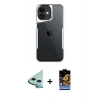 MARSİLYAN™- iPhone 11 Kılıf Akış Çizgi Koleksiyonu - Siyah Buffer Hayalet Cam Ekran Koruyucu + Raze Metal Kamera Lens - MI