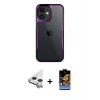 MARSİLYAN™- iPhone 11 Kılıf Akış Çizgi Koleksiyonu - Siyah Buffer Hayalet Cam Ekran Koruyucu + Raze Metal Kamera Lens - GS