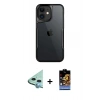 MARSİLYAN™- iPhone 11 Kılıf Akış Çizgi Koleksiyonu - Siyah Buffer Hayalet Cam Ekran Koruyucu + Raze Metal Kamera Lens - MI