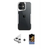 MARSİLYAN™- iPhone 11 Kılıf Akış Çizgi Koleksiyonu - Siyah Buffer Hayalet Cam Ekran Koruyucu + Raze Metal Kamera Lens - GS