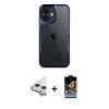 MARSİLYAN™- iPhone 11 Kılıf Akış Çizgi Koleksiyonu - Siyah Buffer Hayalet Cam Ekran Koruyucu + Raze Metal Kamera Lens - GS