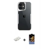 MARSİLYAN™- iPhone 11 Kılıf Akış Çizgi Koleksiyonu - Siyah Buffer Hayalet Cam Ekran Koruyucu + Renkli Kamera Lens Koruma Cam - YL