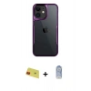 MARSİLYAN™- iPhone 11 Kılıf Akış Çizgi Koleksiyonu - Siyah Joko Magic 5D Cam + Kırmızı Rainbow Kamera Lens Koruma Cam