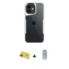 MARSİLYAN™- iPhone 11 Kılıf Akış Çizgi Koleksiyonu - Siyah Joko Magic 5D Cam + Kırmızı Rainbow Kamera Lens Koruma Cam