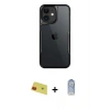 MARSİLYAN™- iPhone 11 Kılıf Akış Çizgi Koleksiyonu - Siyah Joko Magic 5D Cam + Kırmızı Rainbow Kamera Lens Koruma Cam