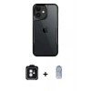 MARSİLYAN™- iPhone 11 Kılıf Akış Çizgi Koleksiyonu - Siyah Joko Magic 5D Cam + PVD Metal Kamera Lens - MI