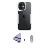 MARSİLYAN™- iPhone 11 Kılıf Akış Çizgi Koleksiyonu - Siyah Joko Magic 5D Cam + Mor Raze Metal Kamera Lens