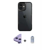 MARSİLYAN™- iPhone 11 Kılıf Akış Çizgi Koleksiyonu - Siyah Joko Magic 5D Cam + Mor Raze Metal Kamera Lens