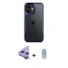 MARSİLYAN™- iPhone 11 Kılıf Akış Çizgi Koleksiyonu - Siyah Joko Magic 5D Cam + Mor Raze Metal Kamera Lens