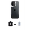 MARSİLYAN™- iPhone 11 Kılıf Akış Çizgi Koleksiyonu - Siyah Joko Magic 5D Cam + Turuncu PVD Metal Kamera Lens