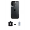 MARSİLYAN™- iPhone 11 Kılıf Akış Çizgi Koleksiyonu - Siyah Joko Magic 5D Cam + Turuncu PVD Metal Kamera Lens