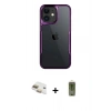 MARSİLYAN™- iPhone 11 Kılıf Akış Çizgi Koleksiyonu - Siyah Joko Magic 5D Hayalet Cam + Pers Alüminyum Kamera Lens - GD