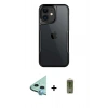 MARSİLYAN™- iPhone 11 Kılıf Akış Çizgi Koleksiyonu - Siyah Joko Magic 5D Hayalet Cam + Raze Metal Kamera Lens - MI