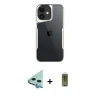 MARSİLYAN™- iPhone 11 Kılıf Akış Çizgi Koleksiyonu - Siyah Joko Magic 5D Hayalet Cam + Raze Metal Kamera Lens - MI