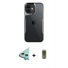 MARSİLYAN™- iPhone 11 Kılıf Akış Çizgi Koleksiyonu - Siyah Joko Magic 5D Hayalet Cam + Raze Metal Kamera Lens - MI