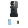 MARSİLYAN™- iPhone 11 Kılıf Akış Çizgi Koleksiyonu - Siyah Joko Magic 5D Hayalet Cam + Neon Fosforlu Kamera Lens - MI