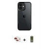 MARSİLYAN™- iPhone 11 Kılıf Akış Çizgi Koleksiyonu - Siyah Joko Magic 5D Hayalet Cam + Pers Alüminyum Kamera Lens - KI