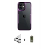 MARSİLYAN™- iPhone 11 Kılıf Akış Çizgi Koleksiyonu - Siyah Joko Magic 5D Hayalet Cam + Raze Metal Kamera Lens - GS
