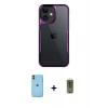 MARSİLYAN™- iPhone 11 Kılıf Akış Çizgi Koleksiyonu - Siyah Joko Magic 5D Hayalet Cam + Neon Fosforlu Kamera Lens - TU