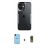 MARSİLYAN™- iPhone 11 Kılıf Akış Çizgi Koleksiyonu - Siyah Joko Magic 5D Hayalet Cam + Neon Fosforlu Kamera Lens - TU