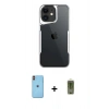 MARSİLYAN™- iPhone 11 Kılıf Akış Çizgi Koleksiyonu - Siyah Joko Magic 5D Hayalet Cam + Neon Fosforlu Kamera Lens - TU