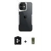 MARSİLYAN™- iPhone 11 Kılıf Akış Çizgi Koleksiyonu - Siyah Joko Magic 5D Hayalet Cam + PVD Metal Kamera Lens - TU