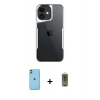 MARSİLYAN™- iPhone 11 Kılıf Akış Çizgi Koleksiyonu - Siyah Joko Magic 5D Hayalet Cam + Neon Fosforlu Kamera Lens - YL