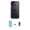 MARSİLYAN™- iPhone 11 Kılıf Akış Çizgi Koleksiyonu - Siyah Joko Magic 5D Hayalet Cam + Neon Fosforlu Kamera Lens - YL