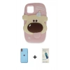 MARSİLYAN™- iPhone 11 Kılıf Akış Yansıma - Şeffaf Pasifik Cam Ekran Koruyucu + Neon Fosforlu Kamera Lens - TU
