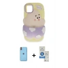 MARSİLYAN™- iPhone 11 Kılıf Akış Yansıma - Şeffaf Royal Nano Ekran Koruyucu + Neon Fosforlu Kamera Lens - TU
