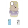 MARSİLYAN™- iPhone 11 Kılıf Akış Yansıma - Şeffaf Uv Polymer Nano Ekran Koruyucu + Neon Fosforlu Kamera Lens - YL