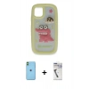 MARSİLYAN™- iPhone 11 Kılıf Akış Yansıma - Şeffaf Uv Polymer Nano Ekran Koruyucu + Neon Fosforlu Kamera Lens - YL