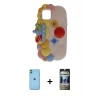 MARSİLYAN™- iPhone 11 Kılıf Akış Yansıma - Siyah 34D Hayalet Izgaralı Cam + Neon Fosforlu Kamera Lens - YL