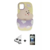MARSİLYAN™- iPhone 11 Kılıf Akış Yansıma - Siyah 34D Hayalet Izgaralı Cam + Raze Metal Kamera Lens - GS
