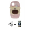 MARSİLYAN™- iPhone 11 Kılıf Akış Yansıma - Siyah 34D Hayalet Izgaralı Cam + Raze Metal Kamera Lens - GS