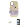 MARSİLYAN™- iPhone 11 Kılıf Akış Yansıma - Siyah 34D Hayalet Izgaralı Cam + Renkli Kamera Lens Koruma Cam - TU