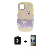 MARSİLYAN™- iPhone 11 Kılıf Akış Yansıma - Siyah 34D Hayalet Izgaralı Cam + PVD Metal Kamera Lens - TU